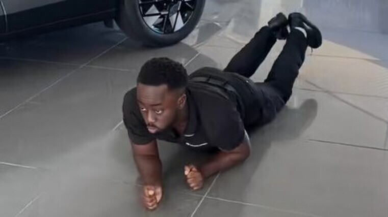 Salesman acts out drivetrains
