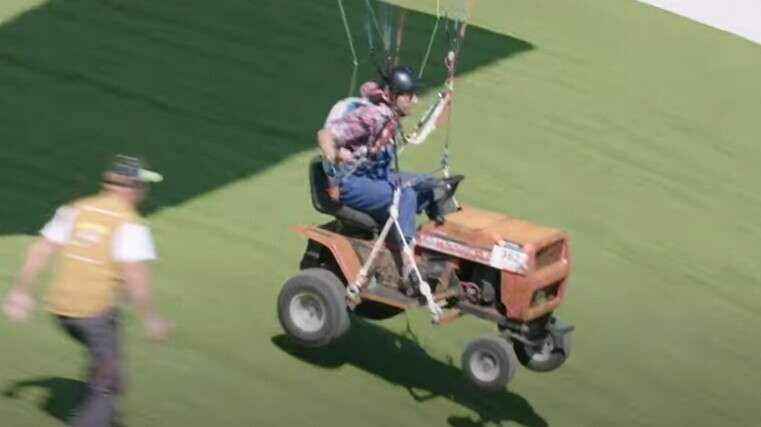 Tractor takes to the skies